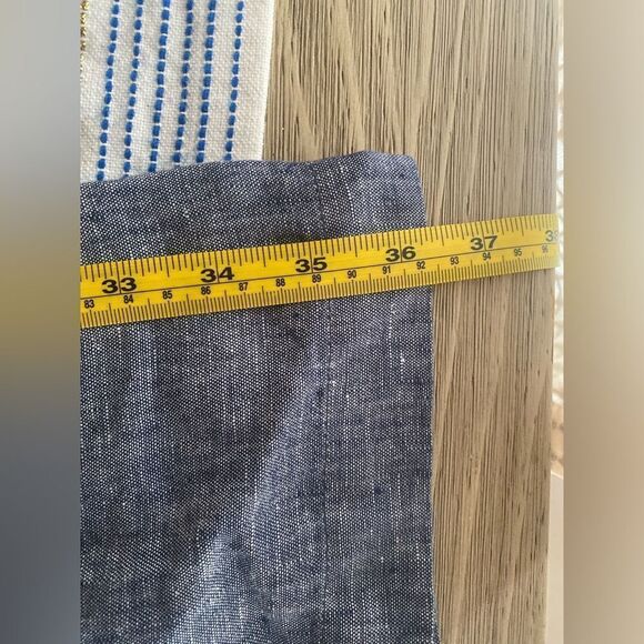 Opus Maritta Pants Women Blue Straight Wide Leg EU Size 42 Drawstring 100% Linen - Picture 14 of 15